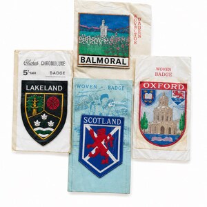 Vintage European Travel Souvenir Patches - Scotland, Balmoral, Lakeland, Oxford