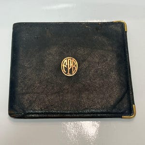 Portefeuille de poche vintage/antique pour homme - Or 18 carats - Cuir