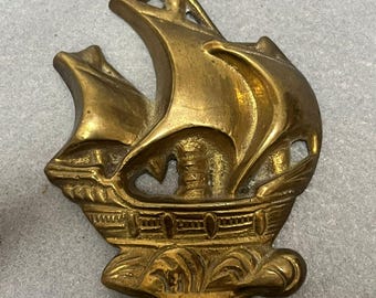 Antique/Vintage Letter Opener - Gold Plate - Nautical Ship