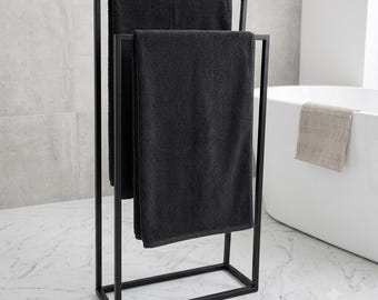 Modern Towel Stand, Freestanding Metal Rack for Bath and Hand Towels