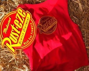 Cars-Inspired Crop Tank Top | Cartoon Racing Summer Tee | Theme Park Outfit red car tank top