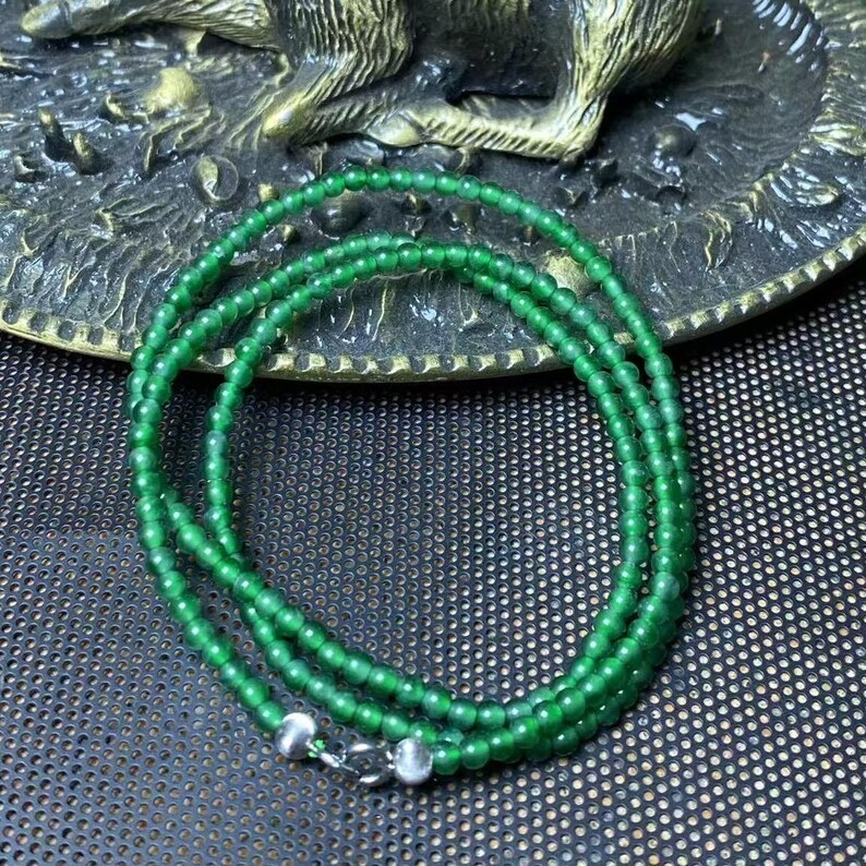 Green Jade Necklace: Grade A Maya Jadeite with Pt950 Gold image 4