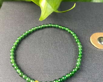 Green Jade Bracelet: 24K Gold Accent - Guatemalan Maya Jade