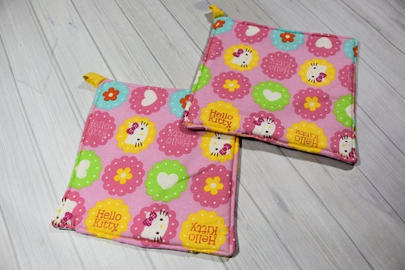 Hello Kitty Inspired Pot Holder Set Kitchen Home Decor Etsy