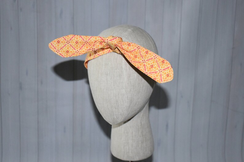 Orange Moda Print Hair Scarf - Rockabilly Retro Style