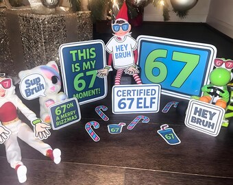 Kit imprimible de Elfo 67 / Escena de Elfo 67 / Accesorios divertidos de Elfo / Escena viral de Elfo 67 / Kit de Elfo de descarga instantánea / / Sin producto físico