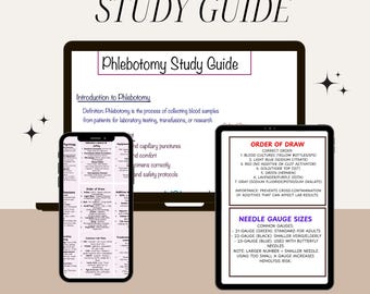 Phlebotomy CPT Study Guide | Order of Draw, Vein Anatomy (Digital Download)