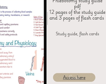 Phlebotomy CPT Study Guide | Order of Draw, Vein Anatomy (Digital Download)