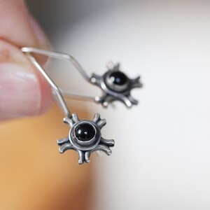 Handmade Sterling Silver Dangle Onyx Earrings Gifts For Her