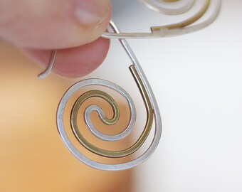 Handmade Sterling Silver Dangle Earrings Gifts For Her Spiral Fingerprint