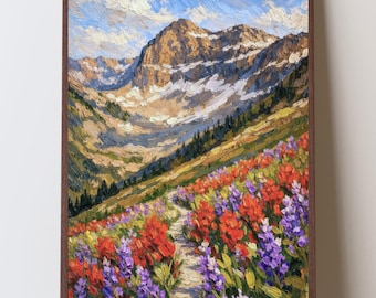 Utah Wasatch Mountains Art Print, Mount Timpanogos Wildflower Trail Art, Utah Mountains Print