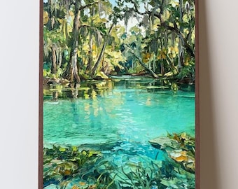 Ichetucknee Springs Art Print, Northern Florida Home Decor, Rural Florida Artwork, Natural Springs Painting Print