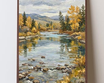 Blackfoot River Montana Art Print, Autumn Fly Fishing River Landscape, Western Montana Wall Art