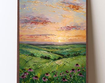 Kansas Flint Hills Tallgrass Prairie Art, Konza Prairie Landscape, Midwest Widlflowers, Kansas Coneflowers