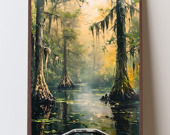 Louisiana Bayou Wall Art, Louisiana Swamp Art Print, Lake Martin Cypress Swamp, Southern Bayou Landscape, Cajun Home Decor