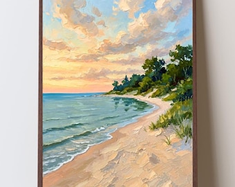 Oval Beach Saugatuck Michigan Wall Art, Lake Michigan Beach Print, Saugatuck Decor, Michigan Coastal Artwork, Lake House Wall Art
