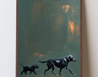 Labrador-Welpe Wandkunst, Mutter Geschenk, Labrador-Liebhaber Geschenk, dunkelgrüne Wandkunst, minimalistische Hundekunst