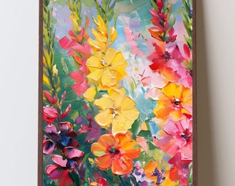 Gladiolus Wall Art, Bright Kitchen Decor, August Birth Flower Print, Colorful Floral Decor, Summer Garden Artwork