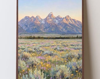 Grand Teton National Park Art Print, Jackson Hole Wyoming Landscape Art, Earthy Home Decor, Wyoming Wall Art