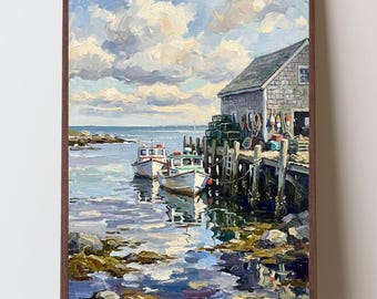 Maine Coast Art Print, Tenants Harbor Fishing Boats Wall Art, New England Nautical Decor, Midcoast Maine Travel Art