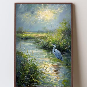 Jagdinsel Salz Marsh Kunst, Beaufort South Carolina Wanddekoration, Lowlands Reiher, Küstenlandschaft Druck