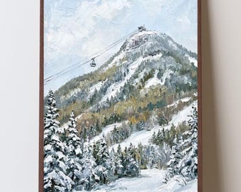 Jay Peak Vermont Ski Art Print, Jay Peak Tram Wall Art, Vermont Ski Decor, Face Chutes Mountain Print, Closing Gifts