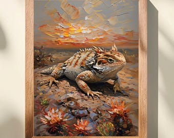 Horned Lizard Wall Art, Horny Toad Print, Desert Lizard Art, Southwestern Home Decor, Herpetology Reptile Gift