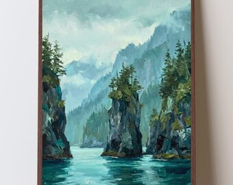 Kenai Fjords Alaska Art Print, Spire Cove Wall Art, Seward Alaska Coastal Landscape