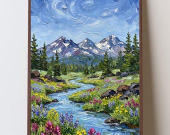Three Sisters Oregon Art Print, Cascade Mountains Wall Art, Central Oregon Wildflower Meadow Landscape, Bend Oregon Mountain Decor