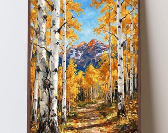 Colorado Aspens Wall Art, Fall Aspens Art, San Juan Mountains Aspen Grove Print, Rocky Mountains Fall Art Print, Autumn Hiking Trail Decor