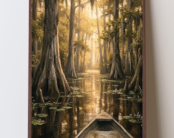 Louisiana Bayou Wall Art, Louisiana Swamp Art Print, Lake Martin Cypress Swamp, Southern Bayou Landscape, Cajun Home Decor
