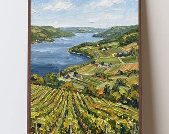 Keuka Lake Art Print, Finger Lakes Wall Art, New York Wine Country Decor, Vineyard Landscape, Lake House Closing Gift