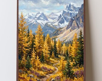 Banff Larch Valley Art Print, Golden Larch Trees, Canadian Rockies Fall Hiking Wall Art