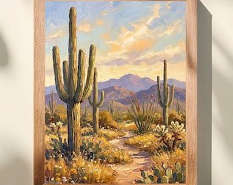 Saguaro National Park Art Print, Arizona Desert Wall Art, Tucson Landscape Decor, Sonoran Desert Cactus Artwork, Arizona Gift