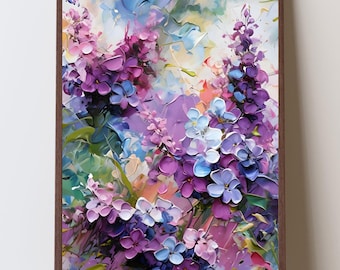 Lila Blumendruck, Schlafzimmer Wandkunst, Cottagecore Botanische Kunst, Lila Frühlingsdekor, Blumendruck Geschenk für Sie