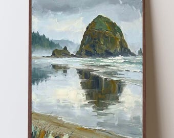 Cannon Beach Oregon Wall Art, Haystack Rock Coastal Landscape Print, Oregon Coast Decor, Pacific Northwest Beach Artwork, Coastal Home Gift
