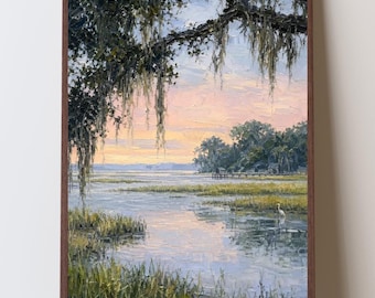Beaufort SC Lowcountry Salt Marsh Art Print, Lowcountry Marsh Sunset Wall Art, Coastal South Carolina Landscape, Port Royal Sound Marsh