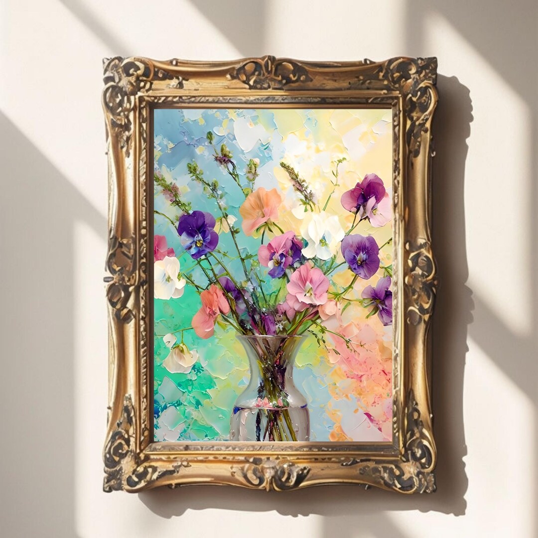 Sweet Pea April Birth Flower Print – Whimsical French Cottage Pastel ...