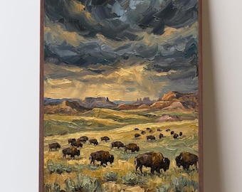 North Dakota Badlands Bison Wall Art, Theodore Roosevelt National Park Art Print, TRNP Landscape, Great Plains Wildlife Decor