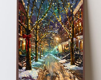 Philadelphia Addison Street Lights, Philly Winter City Scene, Christmas Wall Art, Historic Philly Home Decor, Philadelphia Engagement Gift