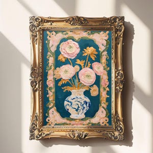 Pastel Rococo Floral Vase Print – Romantic Impasto Wall Art, Coquette Cottagecore Decor, Feminine French Vintage Style