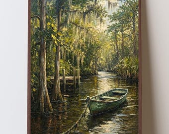 Apalachicola River Florida Art Print, Old Florida Backwater Wall Art, Cypress Swamp Landscape, Rustic Nature Decor, Masculine Wall Art