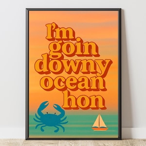 Annapolis Maryland Art Print, Downy Ocean Hon Poster, Retro Coastal Wall Art, Chesapeake Bay Decor, Maryland College Dorm Wall Art