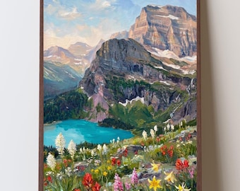 Glacier National Park Wall Art, Grinnell Glacier Trail Art Print, Montana Hiking Gift, Mountain Home Art
