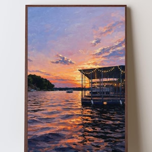 Lake of the Ozarks Art Print, Missouri Lake Sunset Wall Art, Ozarks Lake Life Decor, Midwest Summer Boating Artwork