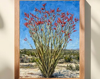 Ocotillo Art Print, Sonoran Desert Wall Art, Arizona Desert Wildflower Landscape, Tucson Arizona Decor