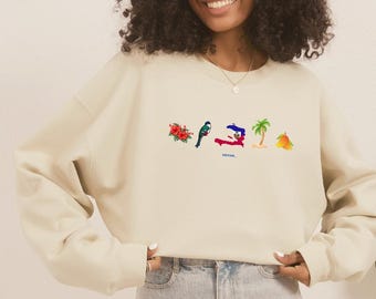 Embroidered Haitian Crewneck Sweatshirt, Haitian Souvenir