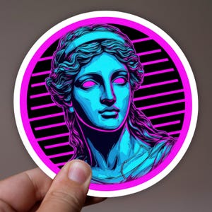 Adesivo cyberpunk di Afrodite - Fantastica illustrazione di fumetti sulla mitologia greca!