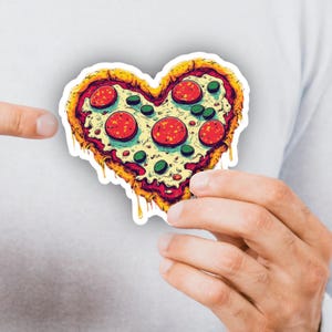 Adesivo per pizza a forma di cuore | Adesivo in vinile per amanti del cibo italiano