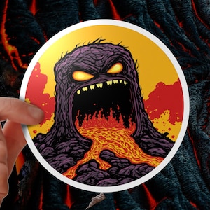 Adesivo per skateboard Lava Face Volcano - Divertimento retrò in stile cartone animato
